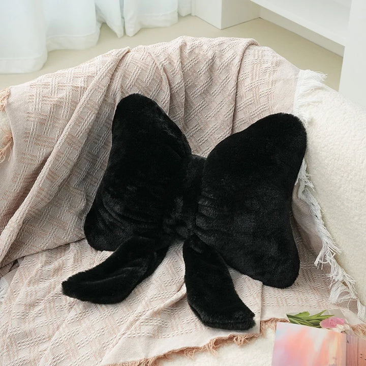 Plush Bow Throw Pillow