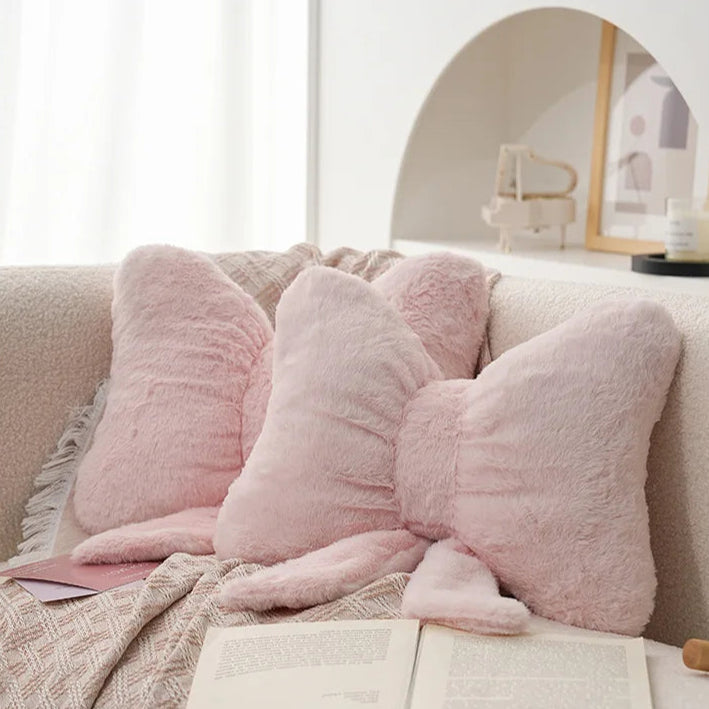 Plush Bow Throw Pillow