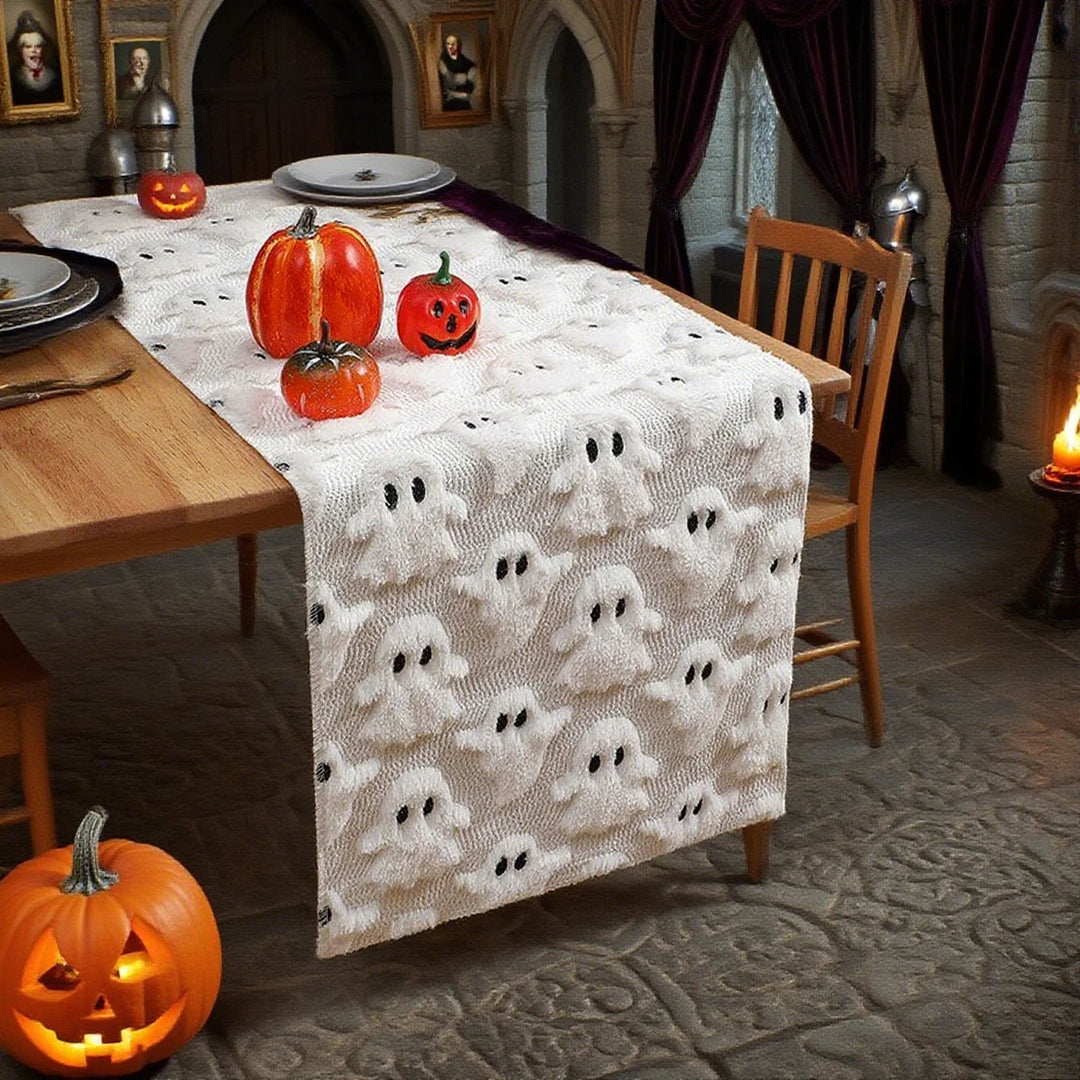 Elara | Polyester Cotton Embroidered Ghost Table Runner
