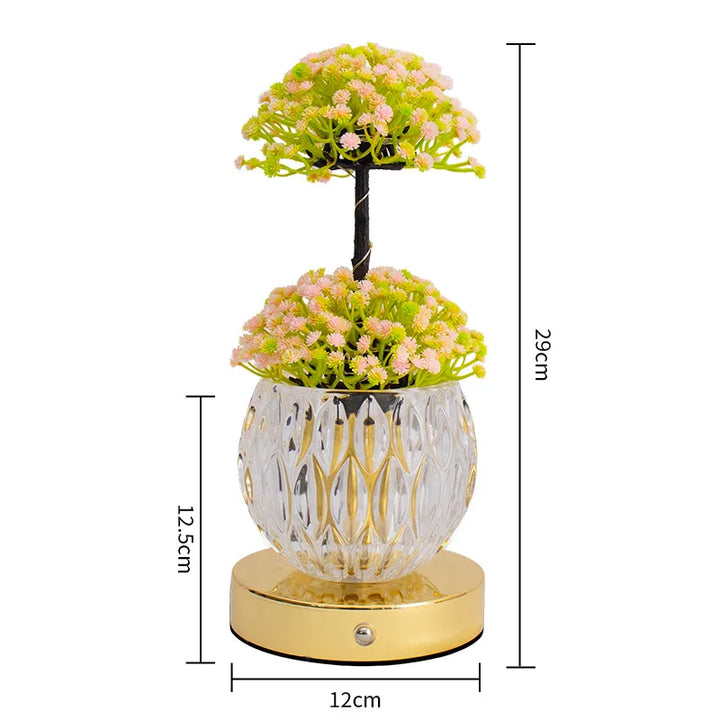 Fara | Decorative Tulip Flower Lamp with Pink Round Base and Metal Stand