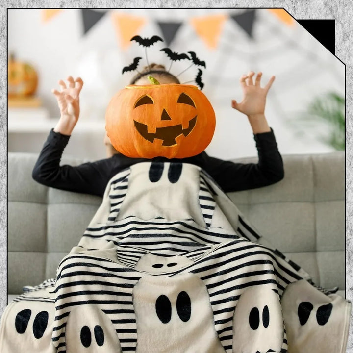 Willow | Halloween Soft Lightweight Ghost Stripe Throw Blanket