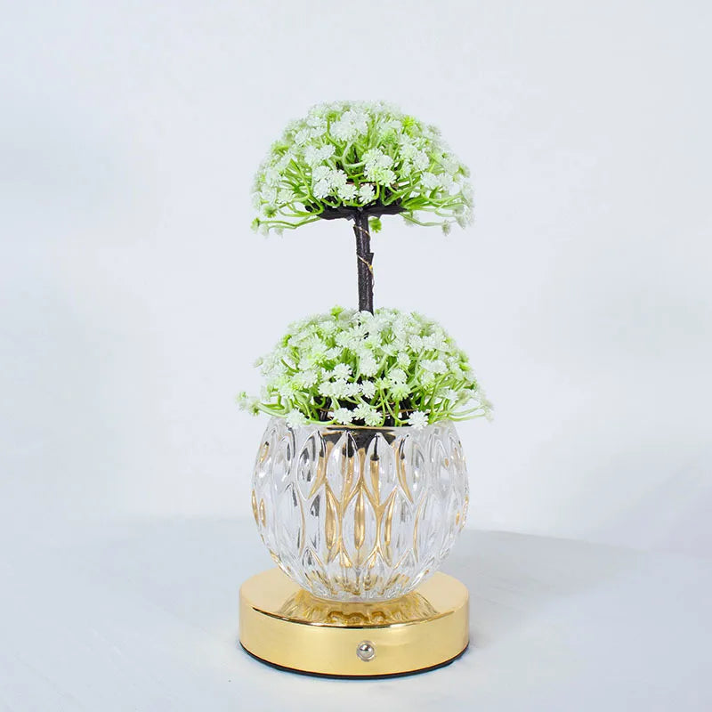 Fara | Decorative Tulip Flower Lamp with Pink Round Base and Metal Stand
