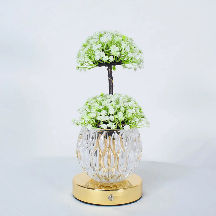 Fara | Decorative Tulip Flower Lamp with Pink Round Base and Metal Stand