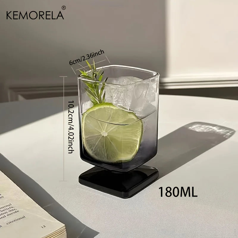 Helo | Black Gradient Glass Cup with Modern Square Base and 180ml Capacity
