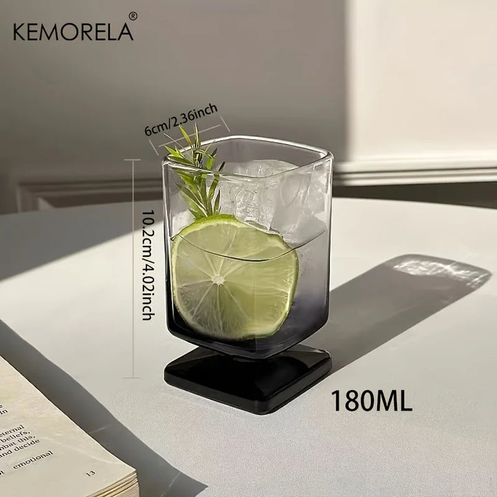 Helo | Black Gradient Glass Cup with Modern Square Base and 180ml Capacity