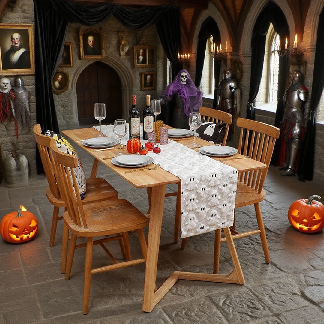 Elara | Polyester Cotton Embroidered Ghost Table Runner
