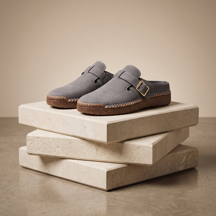 Enzo Suede Buckle Mule