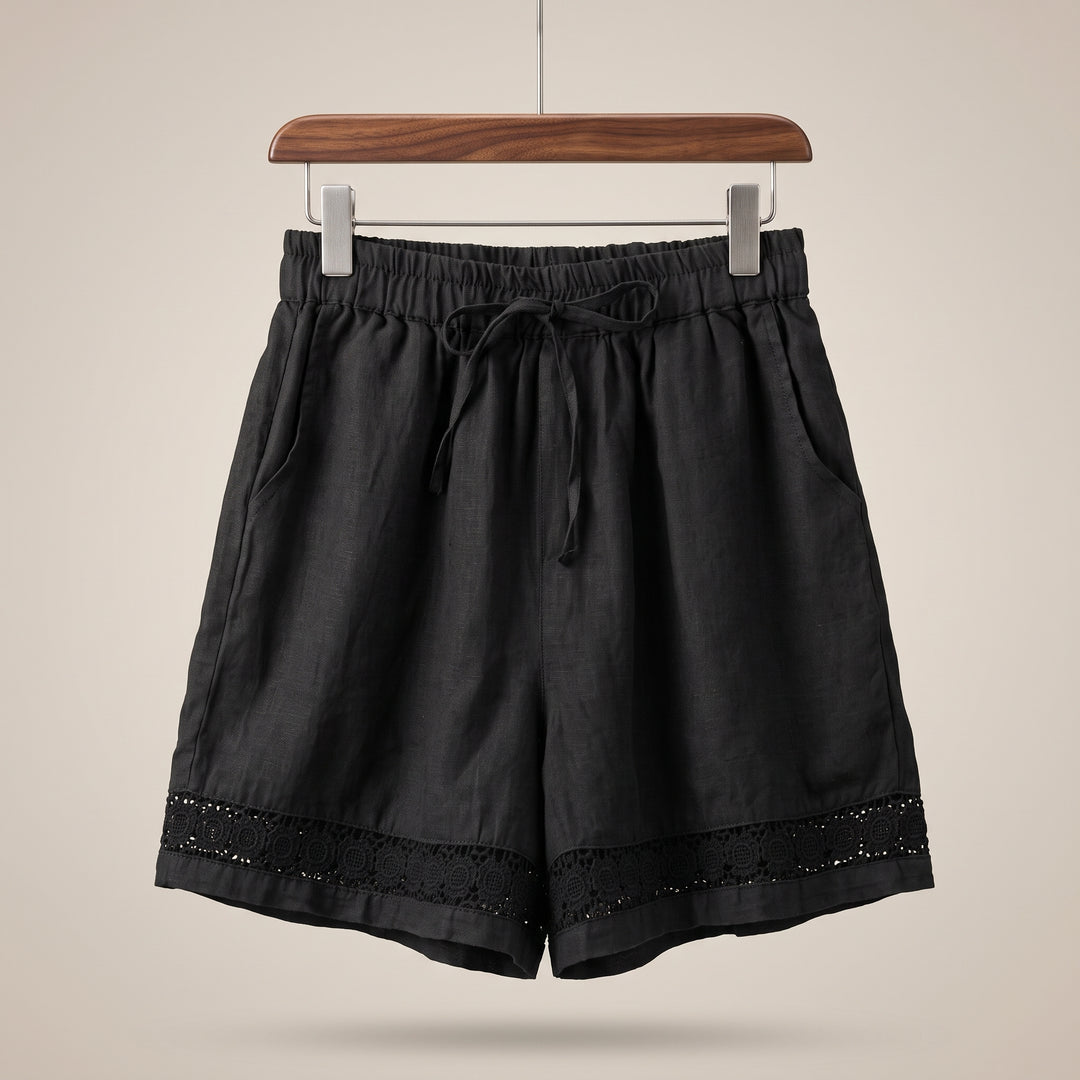 Isla Lace Trim Linen Shorts