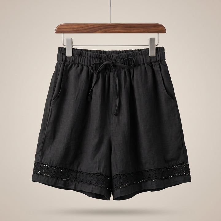 Isla Lace Trim Linen Shorts