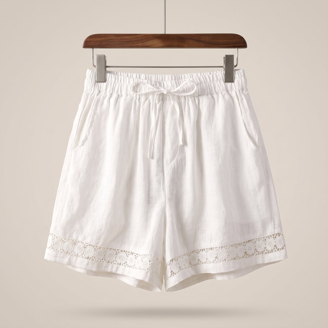 Isla Lace Trim Linen Shorts