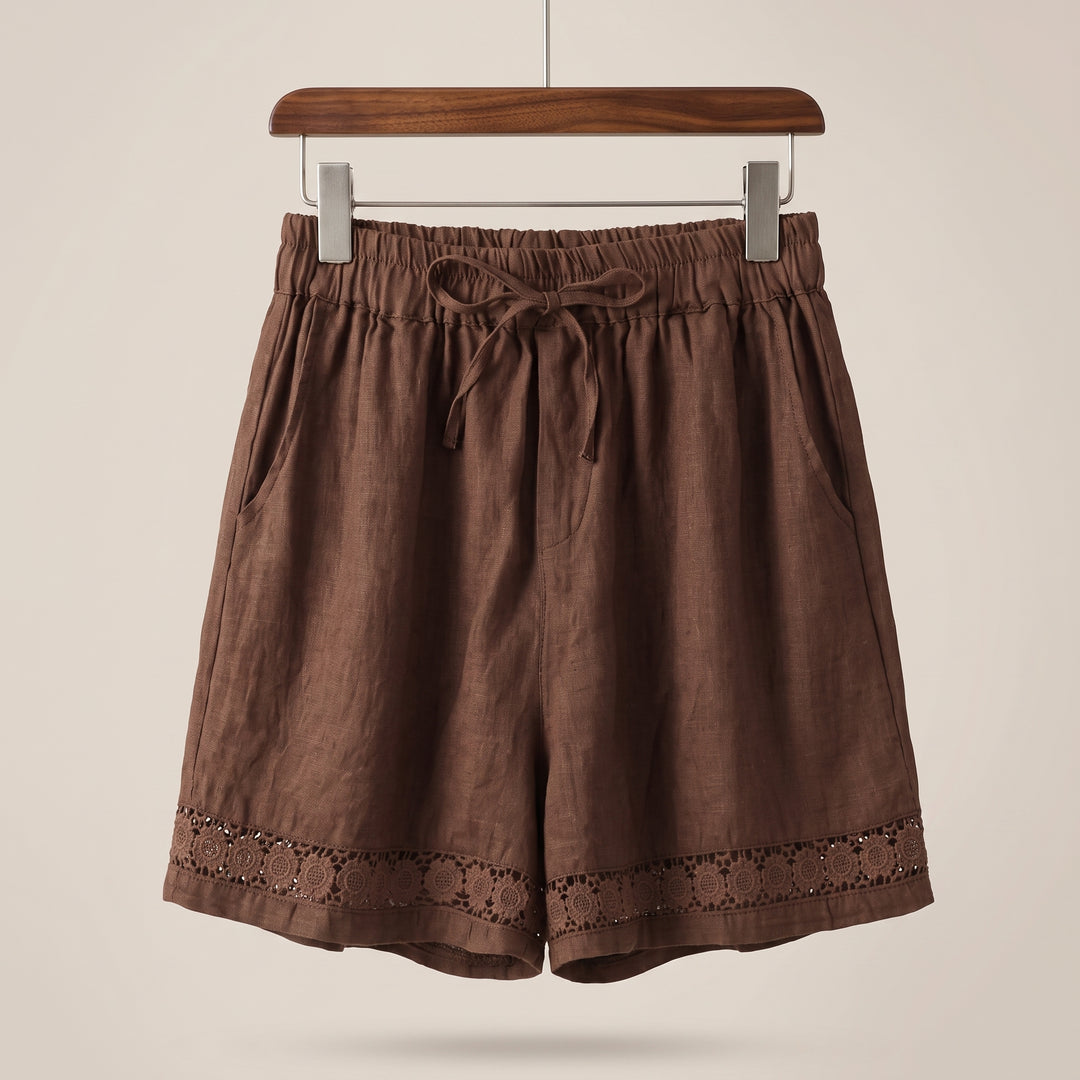 Isla Lace Trim Linen Shorts