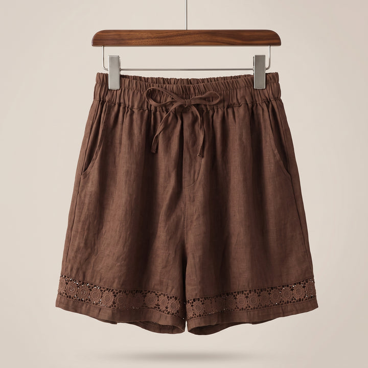 Isla Lace Trim Linen Shorts