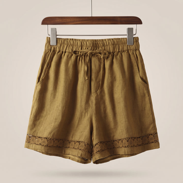 Isla Lace Trim Linen Shorts
