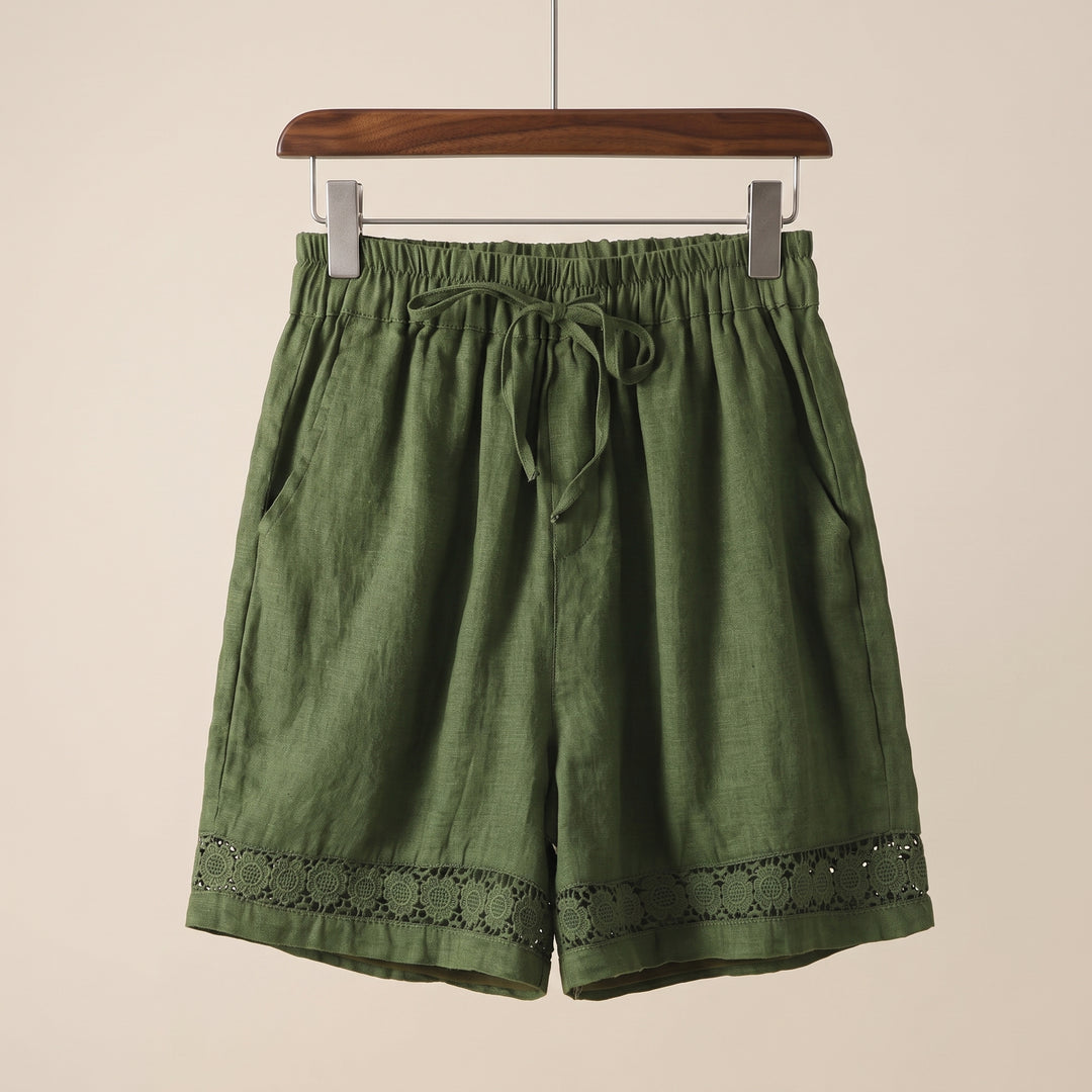 Isla Lace Trim Linen Shorts