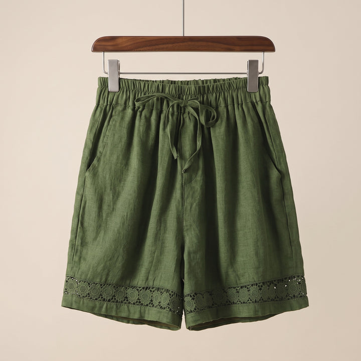 Isla Lace Trim Linen Shorts
