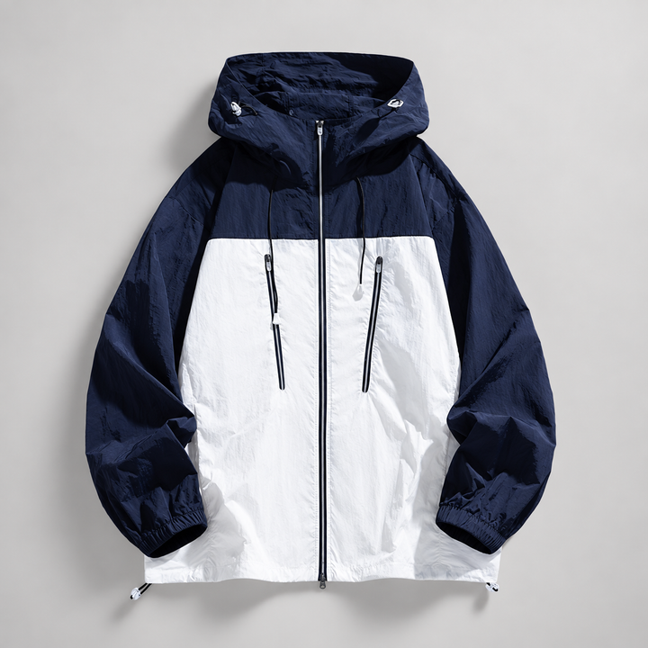 Teagan | Unisex Hooded Windbreaker Jacket with Colorblock Panels and Zip Front