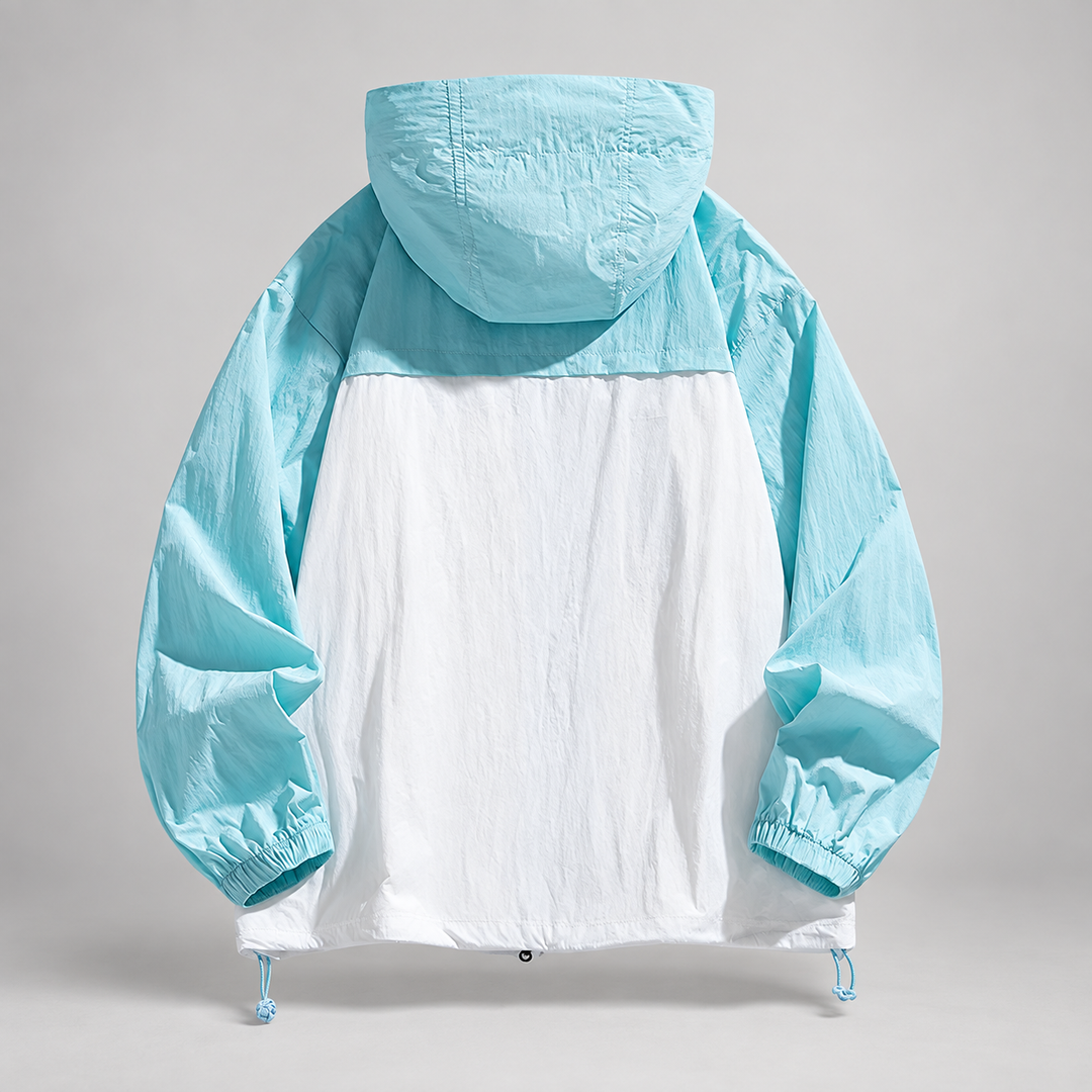 Teagan | Unisex Hooded Windbreaker Jacket with Colorblock Panels and Zip Front