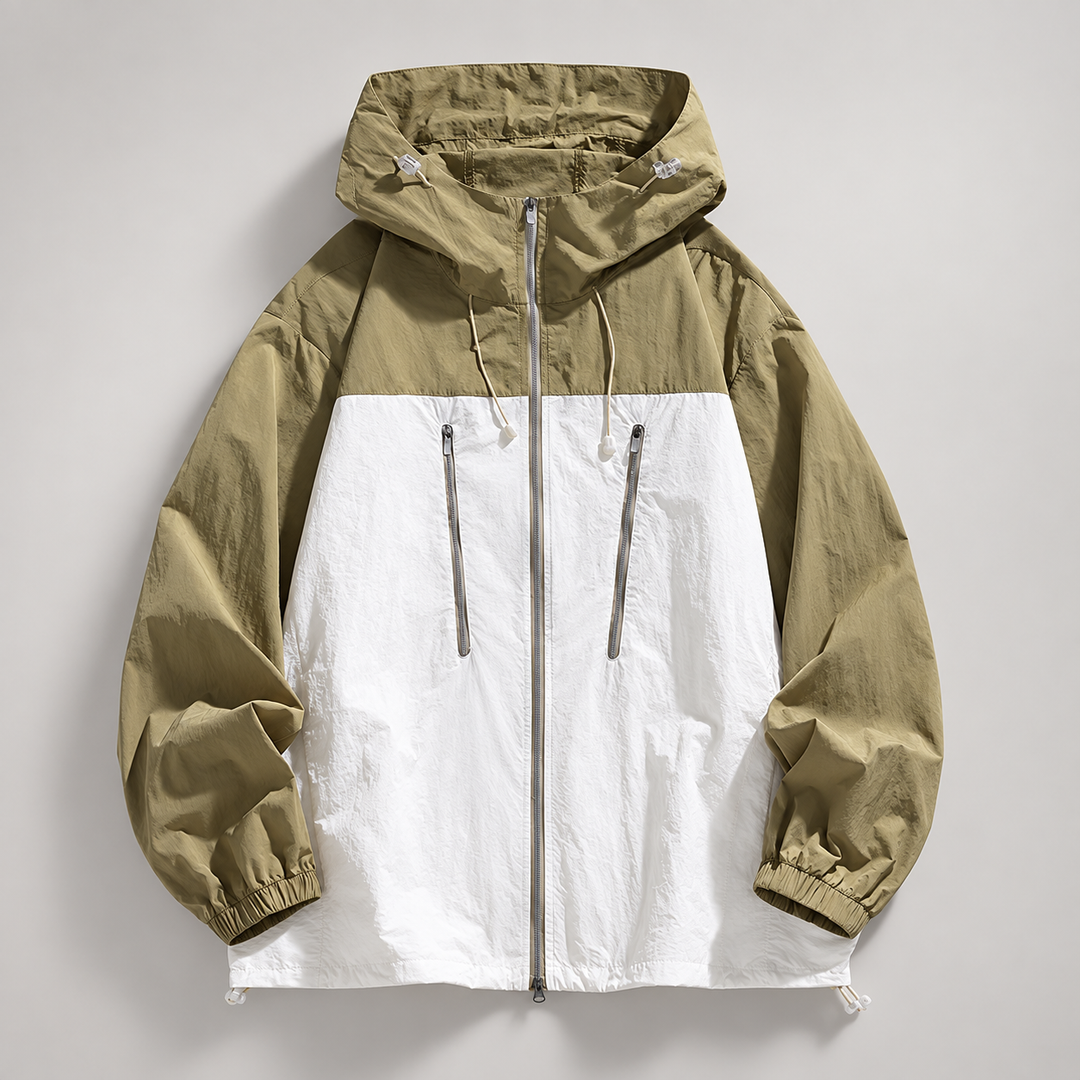 Teagan | Unisex Hooded Windbreaker Jacket with Colorblock Panels and Zip Front