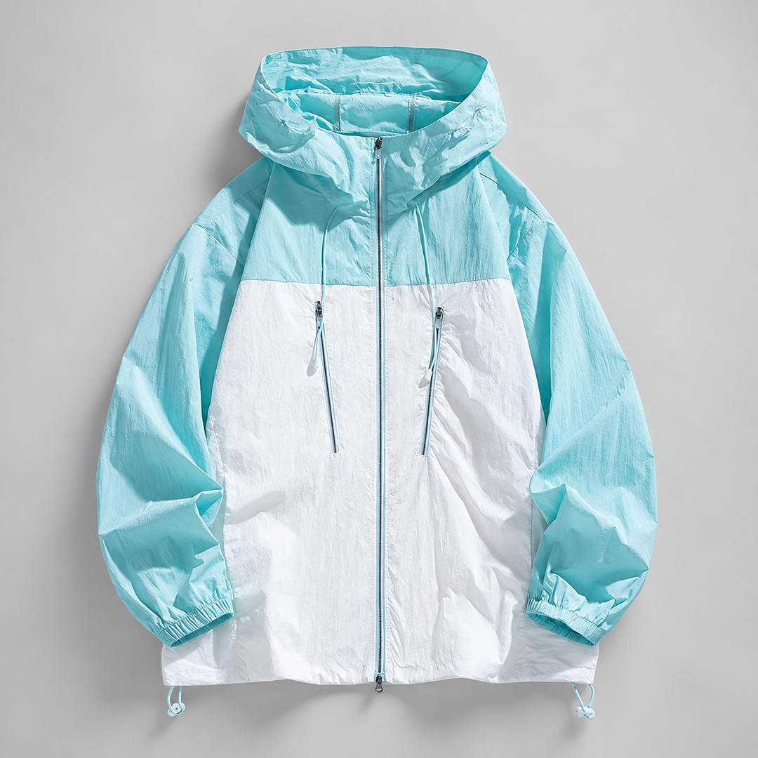 Teagan | Unisex Hooded Windbreaker Jacket with Colorblock Panels and Zip Front