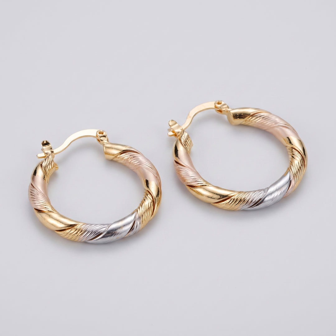 Ophelia Twisted Tri-Tone Hoops