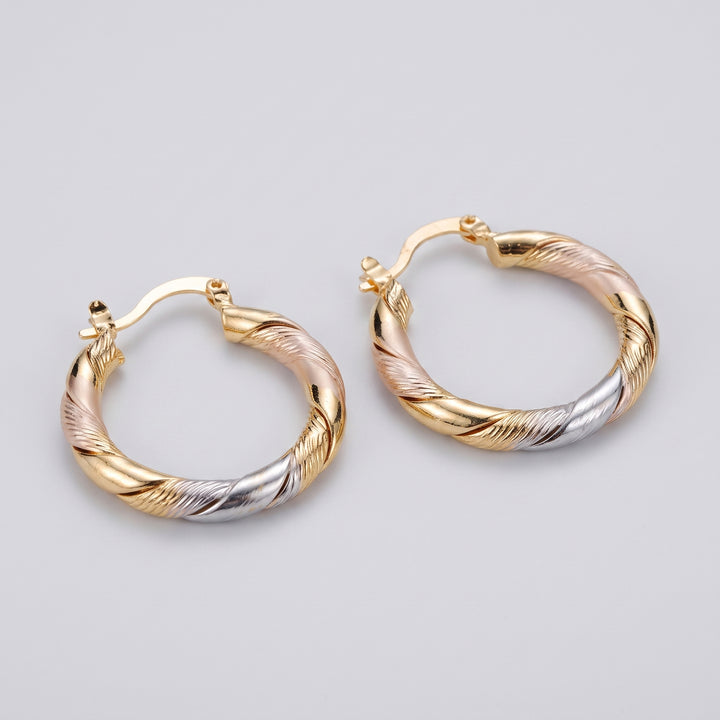 Ophelia Twisted Tri-Tone Hoops