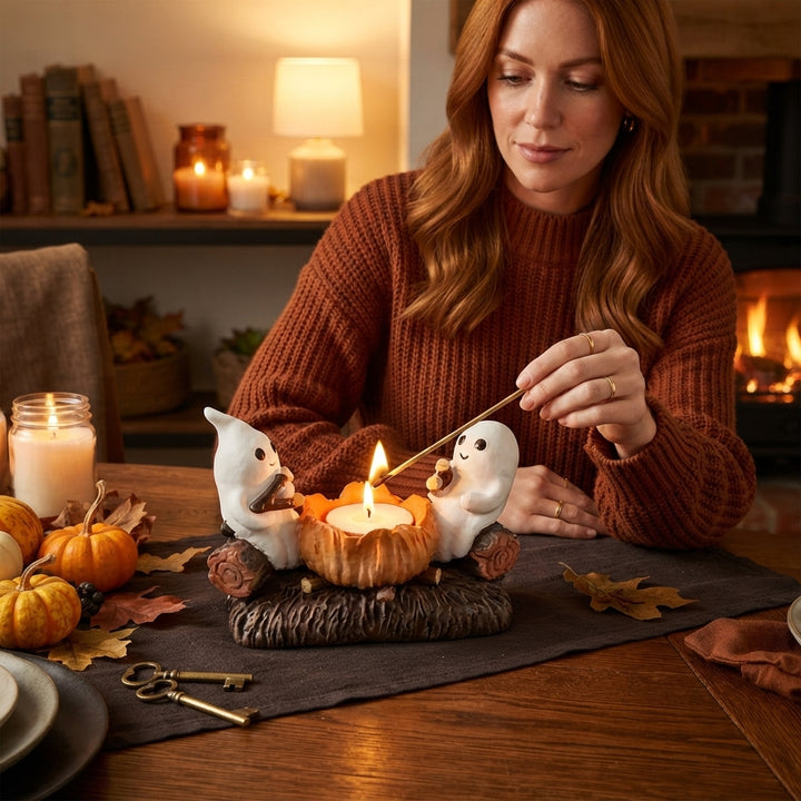 Spooky | Halloween Ghost Pumpkin Decorative Candle Holder