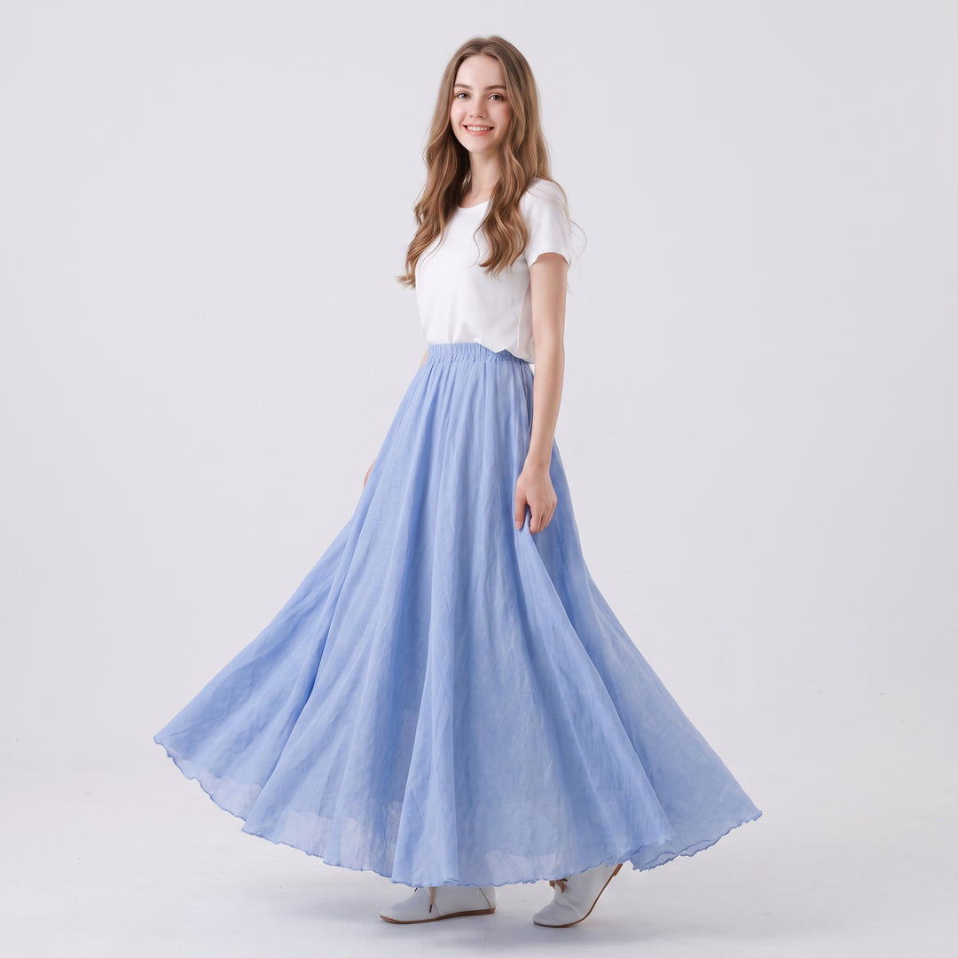 Elena Linen Flowing Maxi Skirt