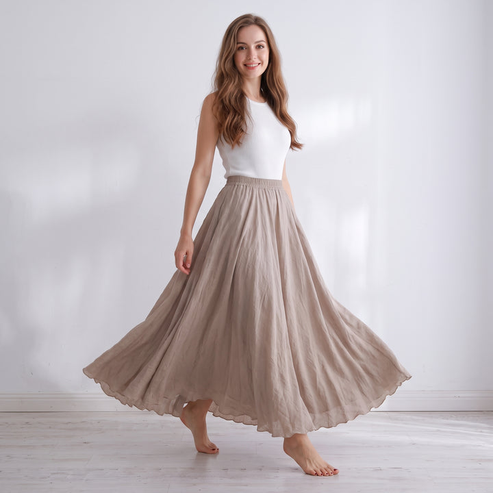 Elena Linen Flowing Maxi Skirt