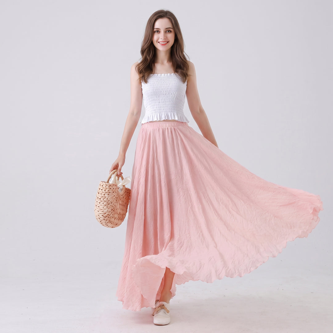 Elena Linen Flowing Maxi Skirt