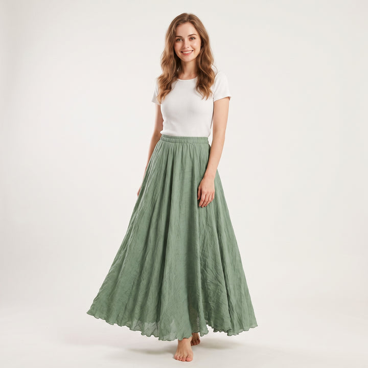 Elena Linen Flowing Maxi Skirt