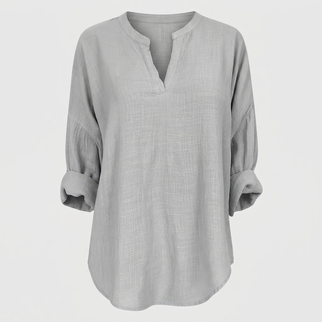 Noelle Linen Split Neck Blouse
