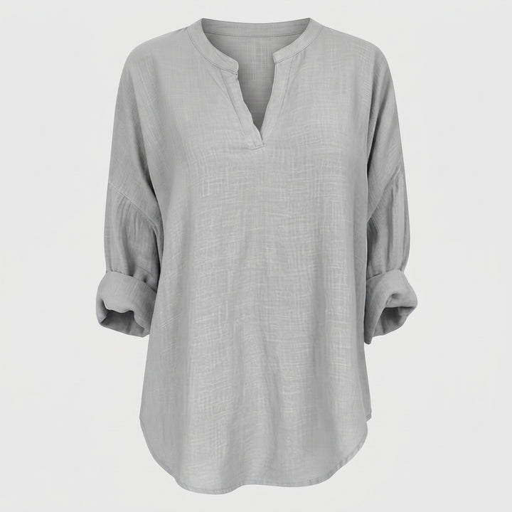 Noelle Linen Split Neck Blouse