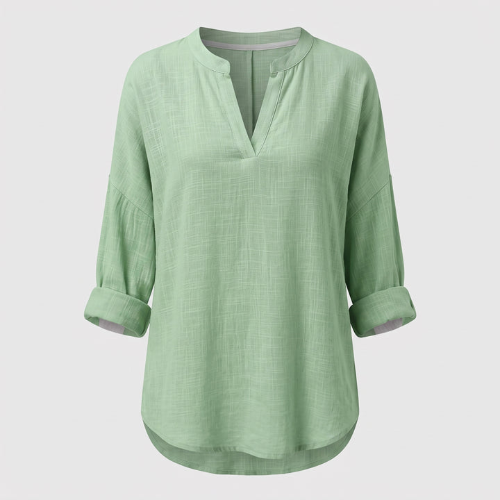 Noelle Linen Split Neck Blouse
