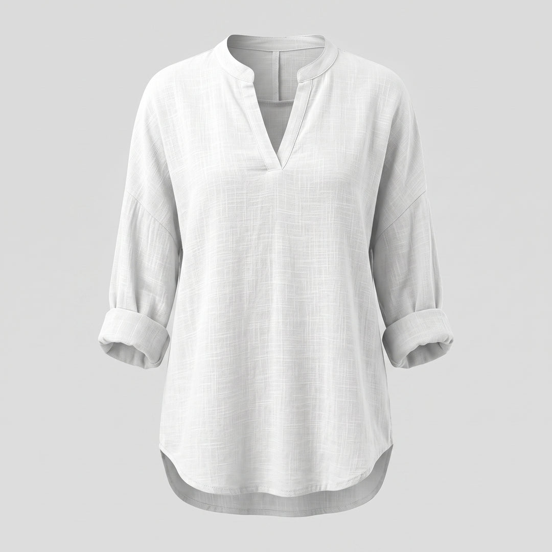 Noelle Linen Split Neck Blouse