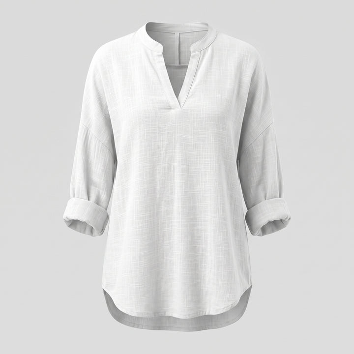 Noelle Linen Split Neck Blouse