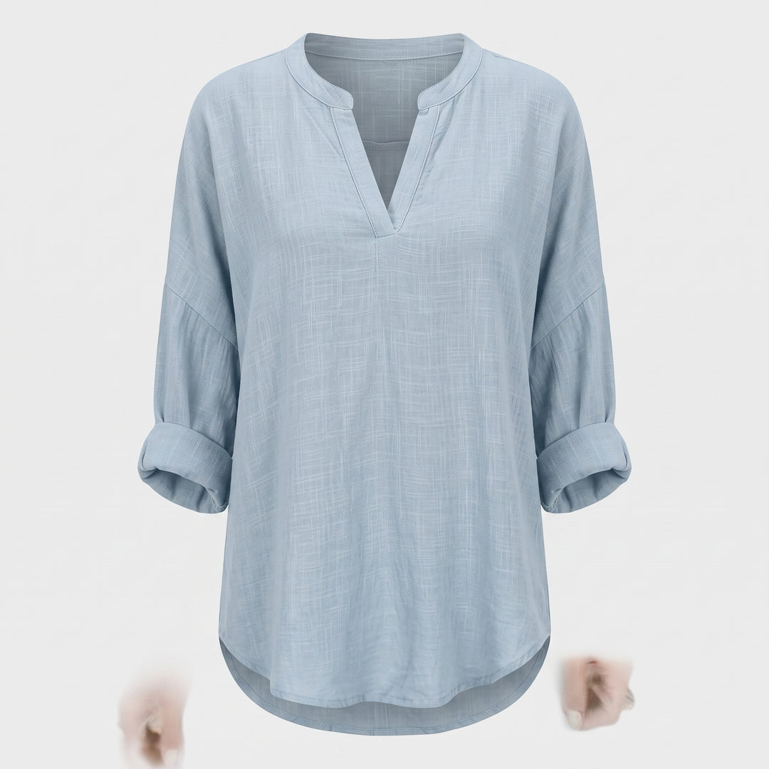 Noelle Linen Split Neck Blouse