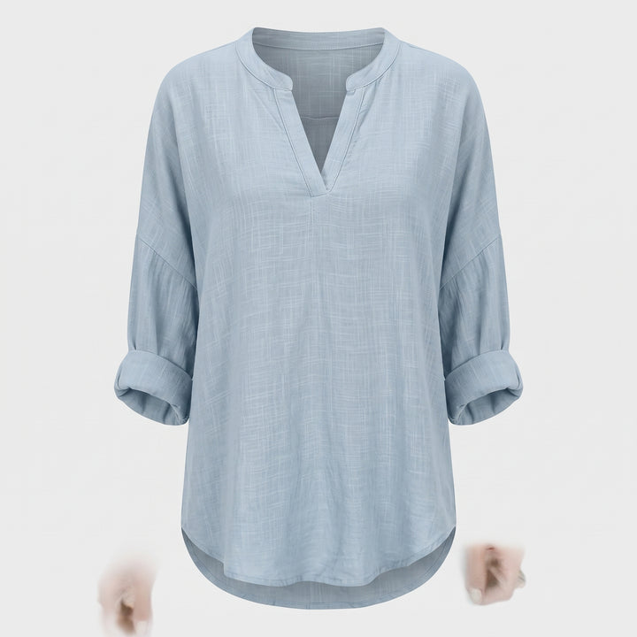 Noelle Linen Split Neck Blouse