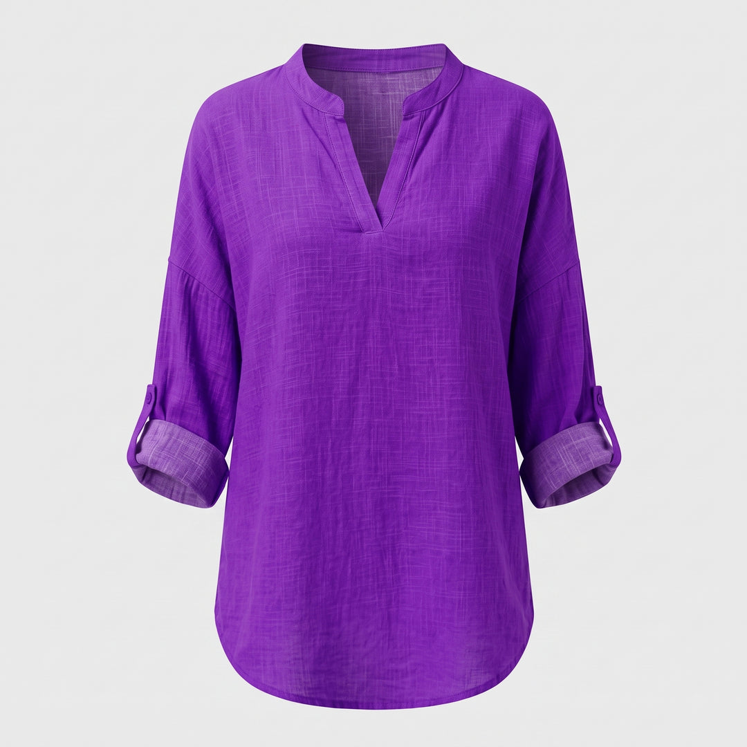 Noelle Linen Split Neck Blouse
