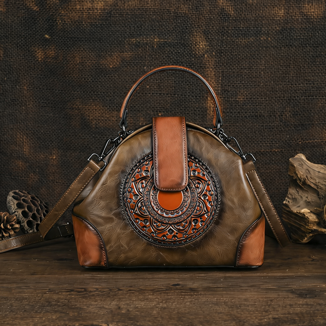 Fiorella Embossed Leather Satchel