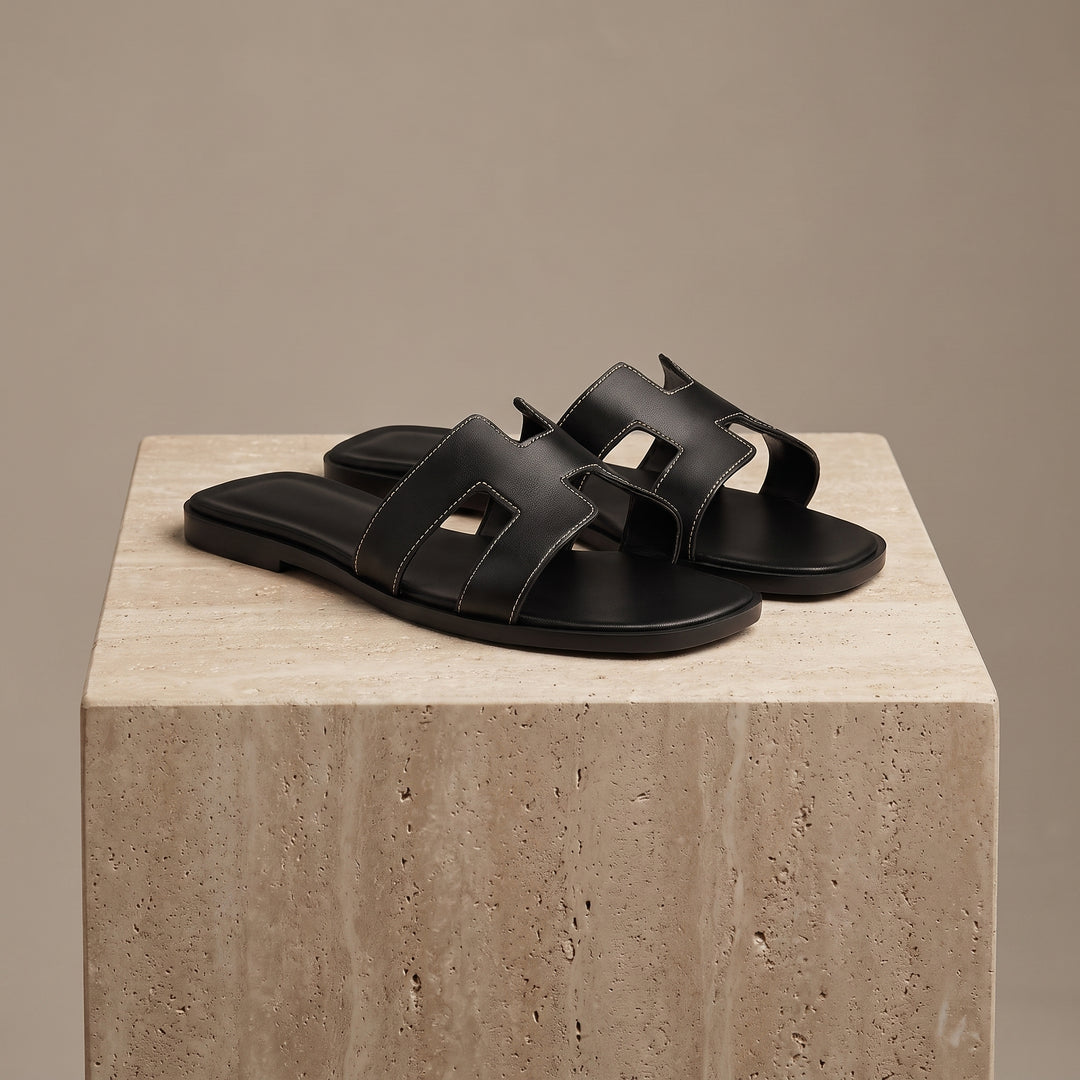 Camille Cutout Leather Slide