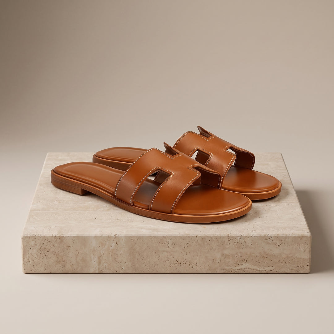 Camille Cutout Leather Slide