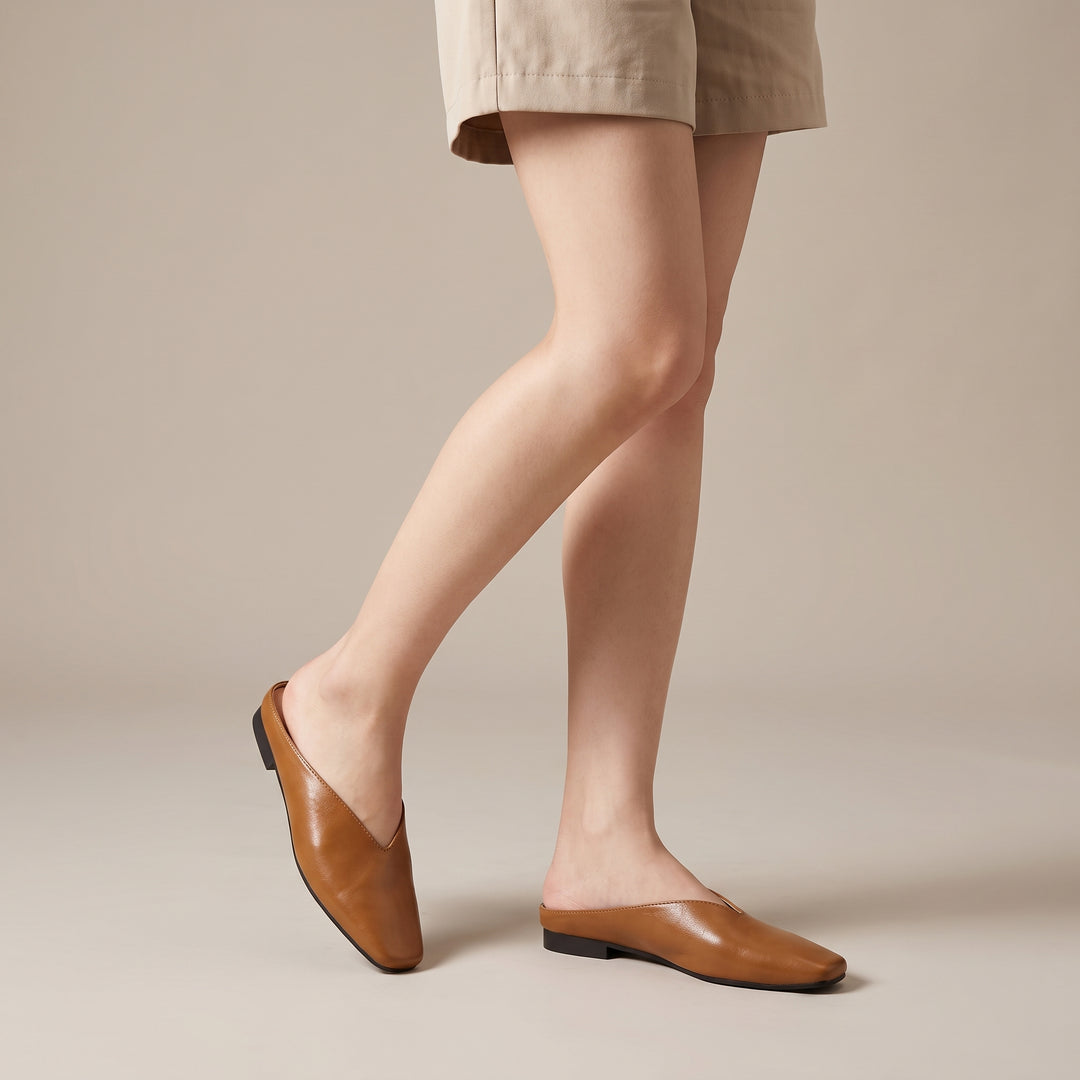 Aria Square-Toe Leather Flats