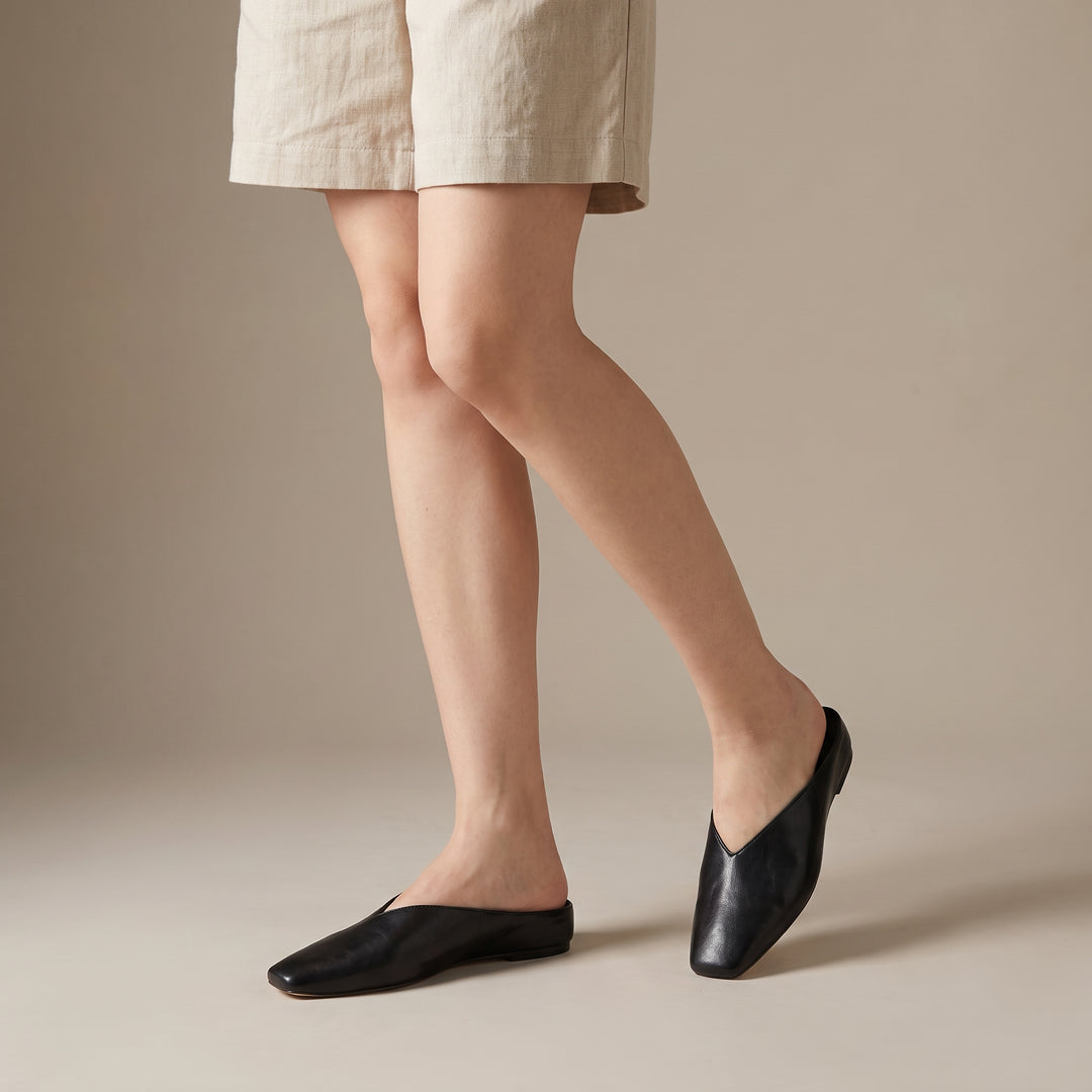 Aria Square-Toe Leather Flats
