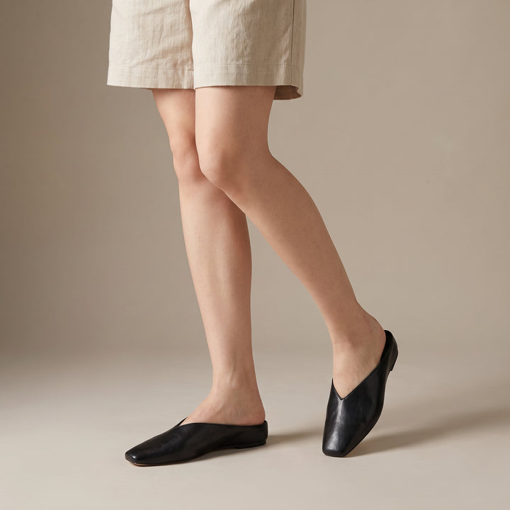 Aria Square-Toe Leather Flats
