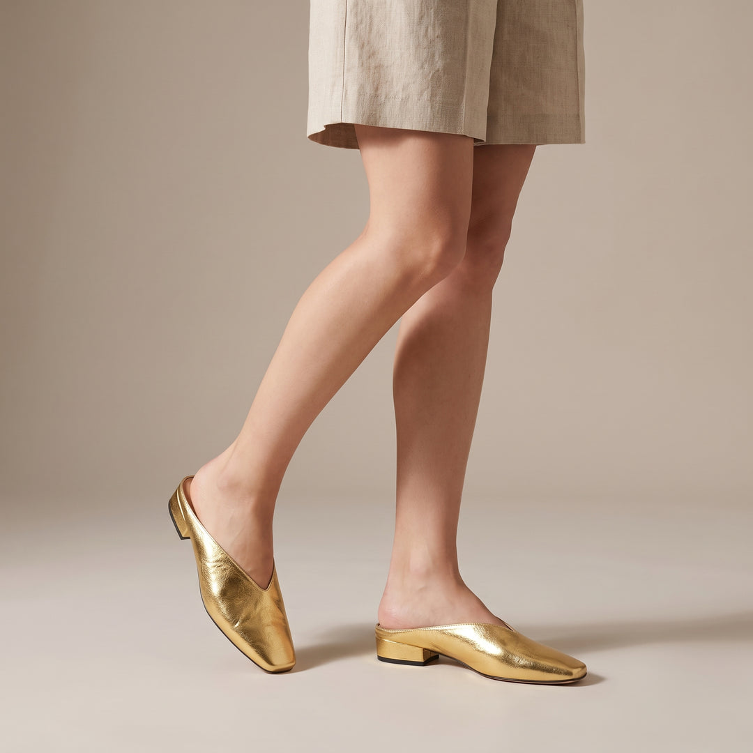 Aria Square-Toe Leather Flats