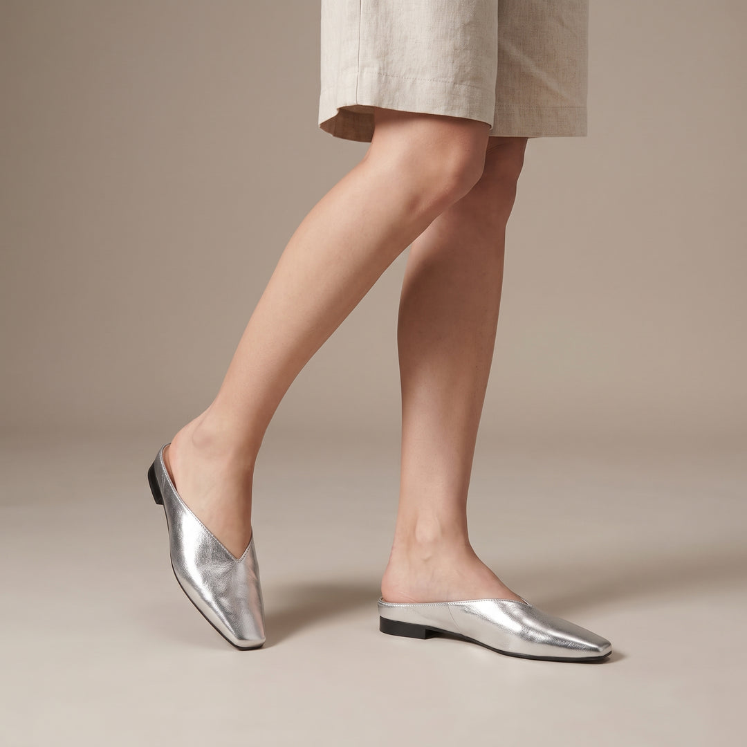 Aria Square-Toe Leather Flats