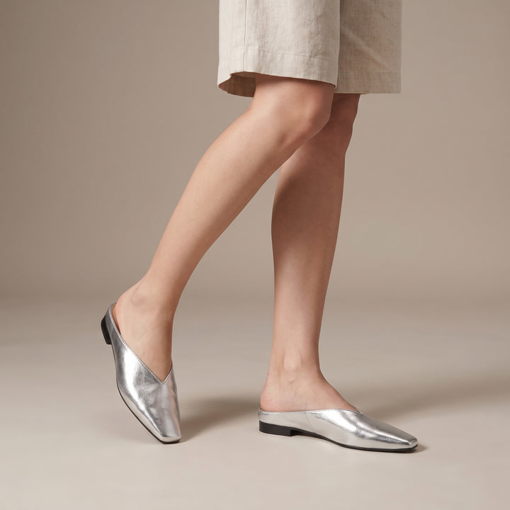 Aria Square-Toe Leather Flats