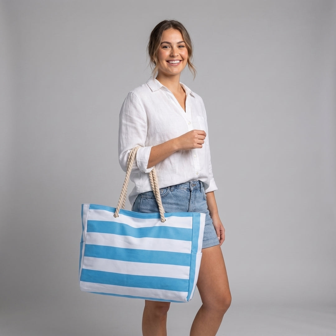 Cabana Striped Rope Handle Tote