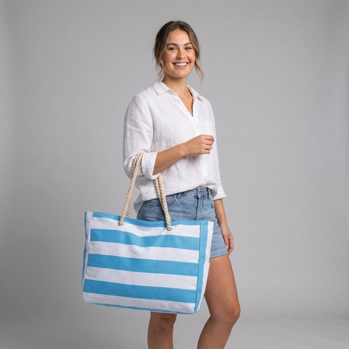 Cabana Striped Rope Handle Tote