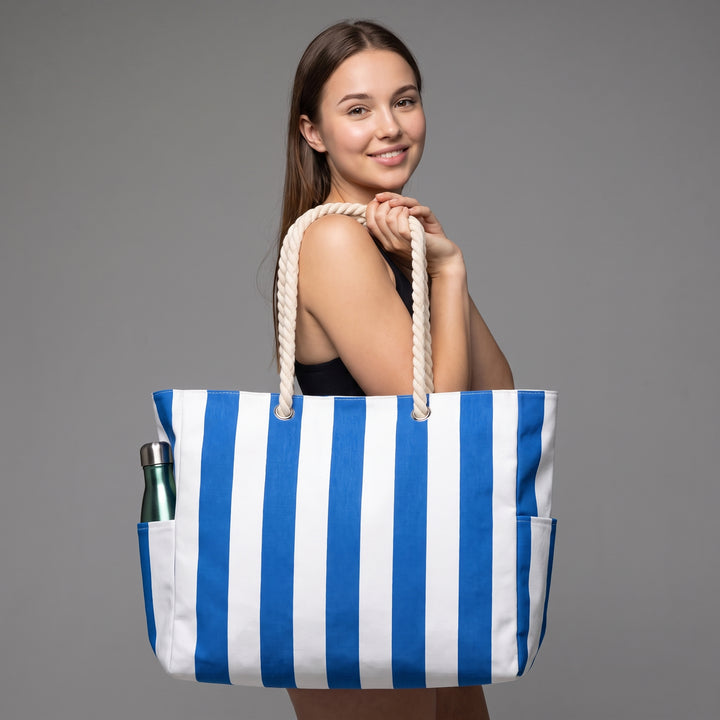 Cabana Striped Rope Handle Tote